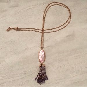 Kendra Scott pink quartz pendant necklace
